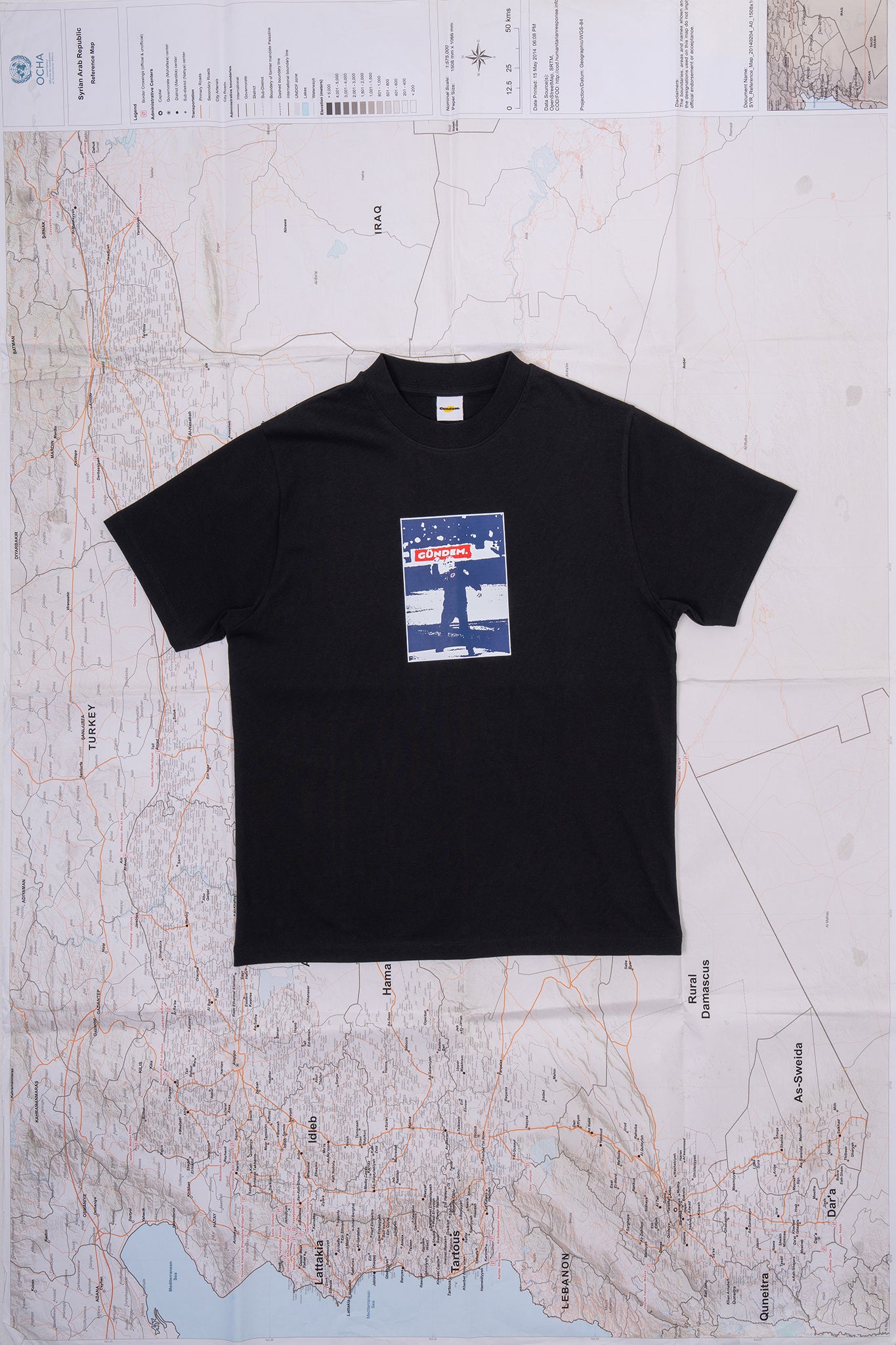 GÜNDEM 2025 Fall/Winter 1st Pitch black t-shirt for men.