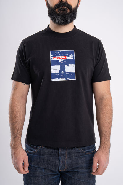 GÜNDEM 2025 Fall/Winter 1st Pitch black t-shirt for men.