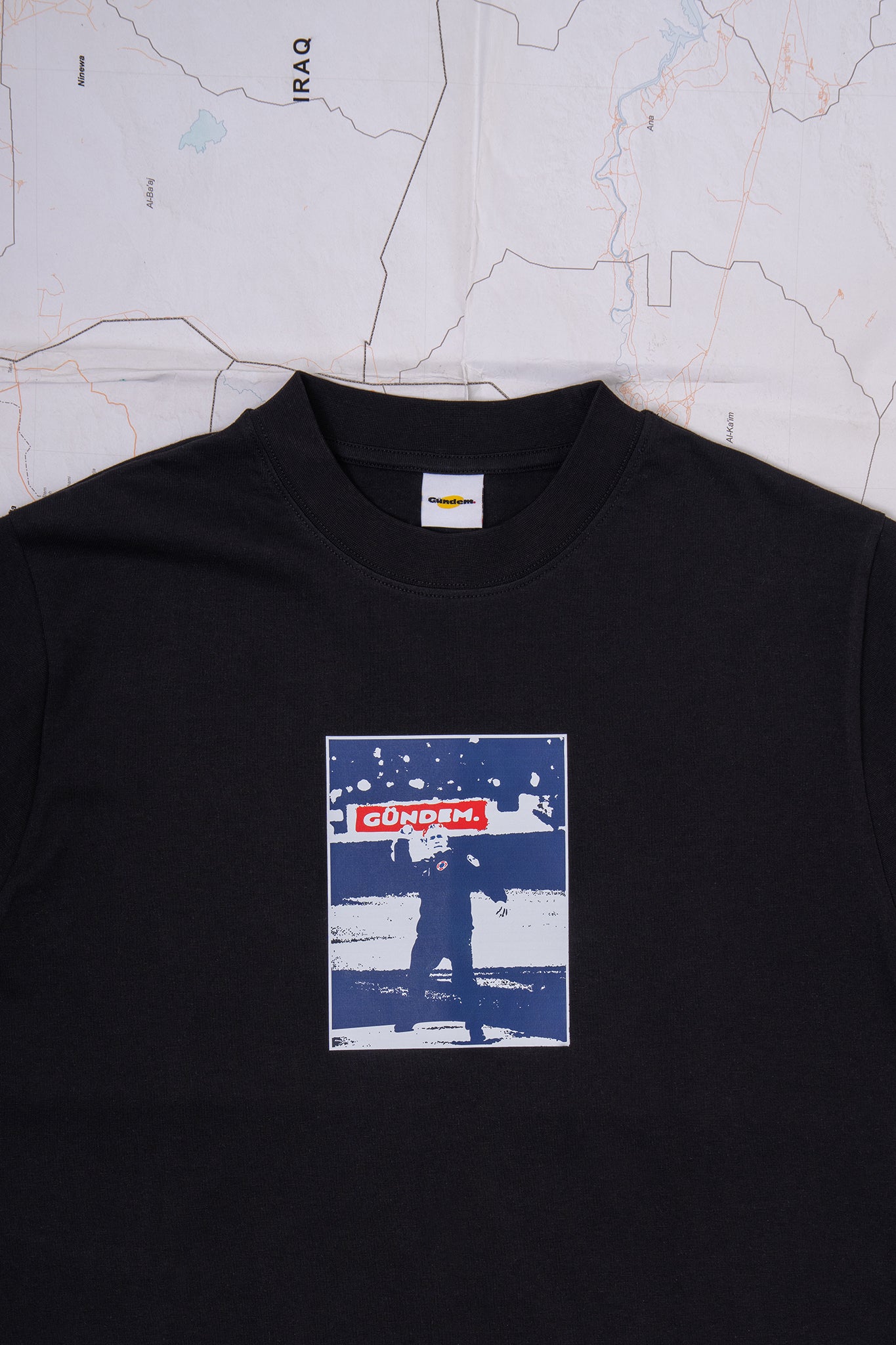 GÜNDEM 2025 Fall/Winter 1st Pitch black t-shirt for men.