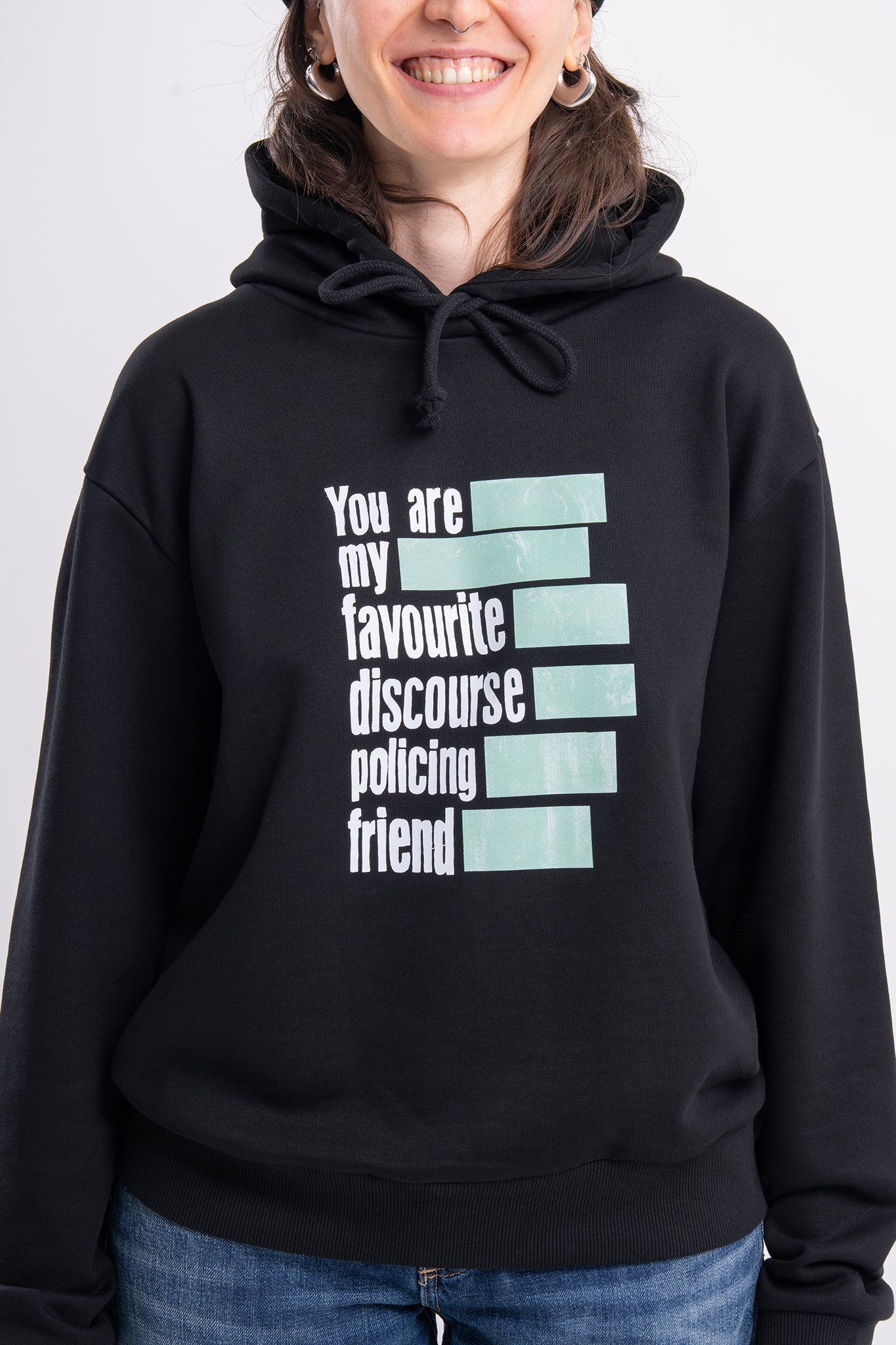 GÜNDEM Discourse hooded sweatshirt (unisex fit) for the 2025 Fall/Winter collection.