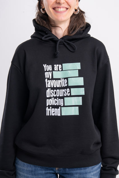 GÜNDEM Discourse hooded sweatshirt (unisex fit) for the 2025 Fall/Winter collection.