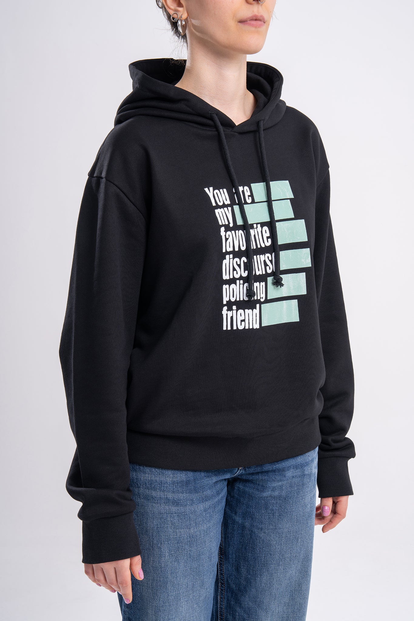 GÜNDEM Discourse hooded sweatshirt (unisex fit) for the 2025 Fall/Winter collection.