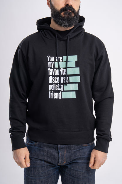 GÜNDEM Discourse hooded sweatshirt (unisex fit) for the 2025 Fall/Winter collection.