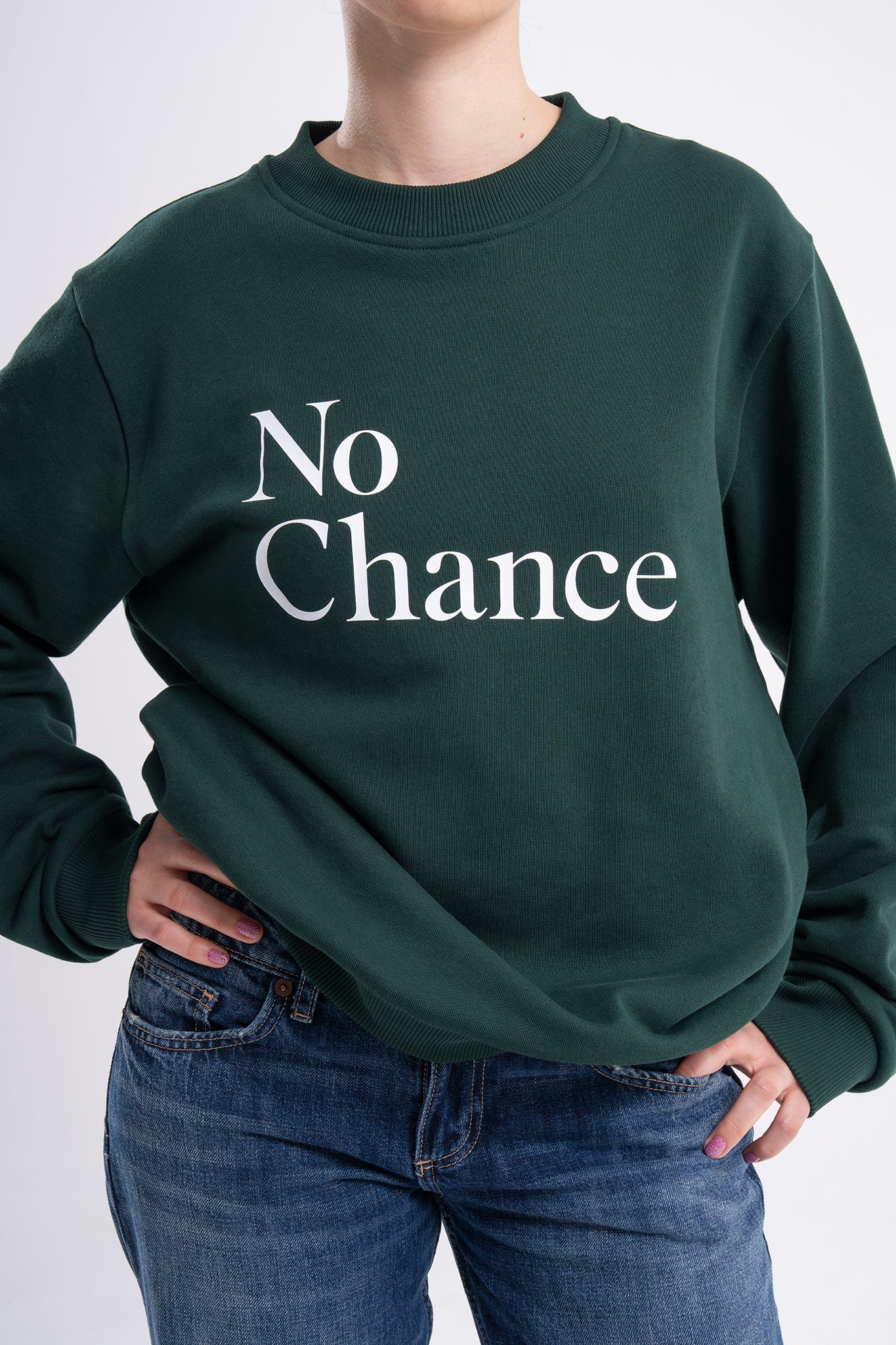 GÜNDEM No Chance crewneck sweatshirt (unisex fit) from the 2025 Fall/Winter line.