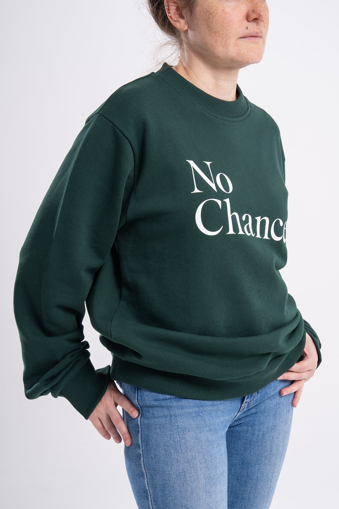GÜNDEM No Chance crewneck sweatshirt (unisex fit) from the 2025 Fall/Winter line.