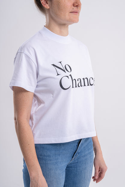 GÜNDEM No Chance t-shirt for women, modeled from the 2025 Fall/Winter collection.