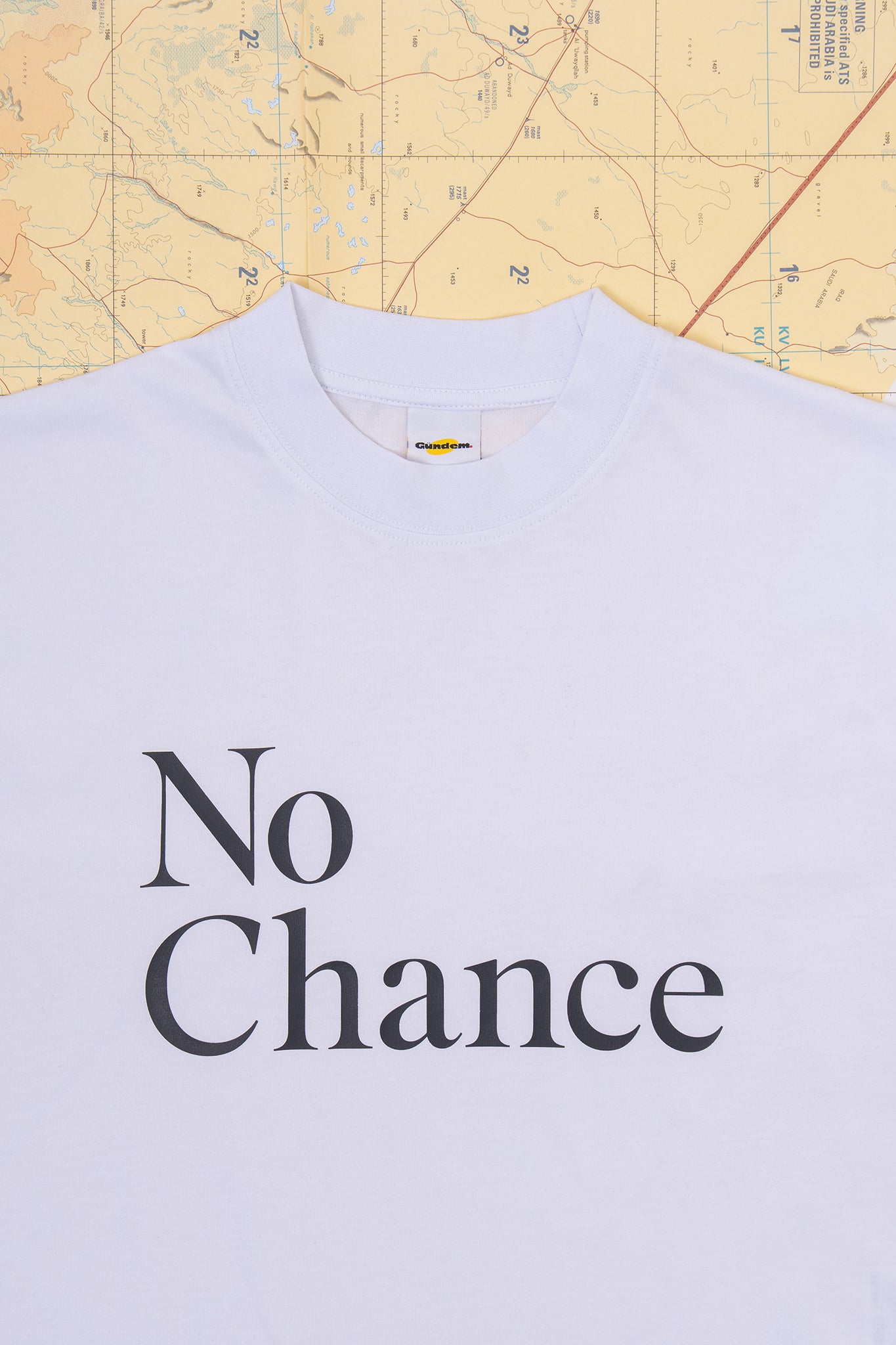GÜNDEM No Chance t-shirt for women, modeled from the 2025 Fall/Winter collection.