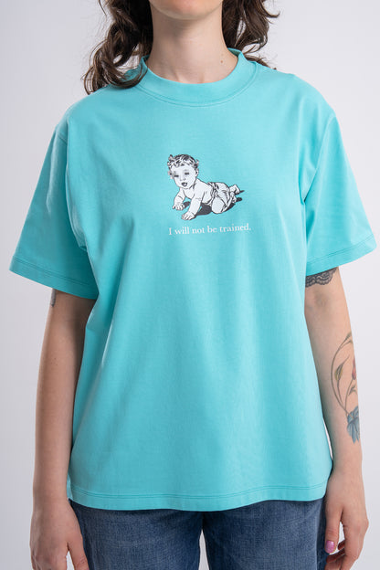 GÜNDEM No Training teal t-shirt for women (2025 Fall/Winter line).