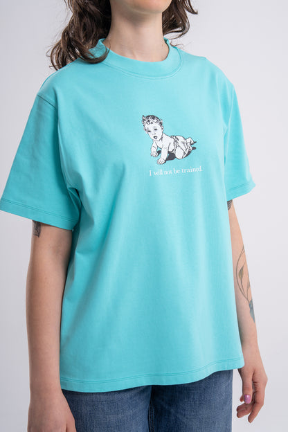 GÜNDEM No Training teal t-shirt for women (2025 Fall/Winter line).