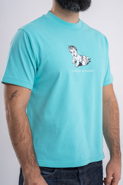 GÜNDEM No Training teal t-shirt for men (2025 Fall/Winter line).
